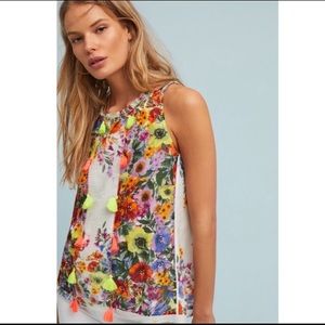 ANTHRO Raga Floral Tassel Tank Blouse Small